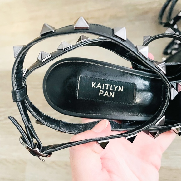 Kaitlyn Pan Black Rockstud Strappy Heels 7.5 - Picture 3 of 6